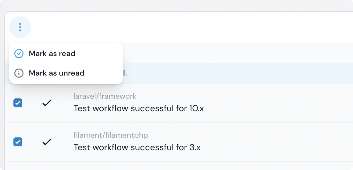Bulk actions on notifications